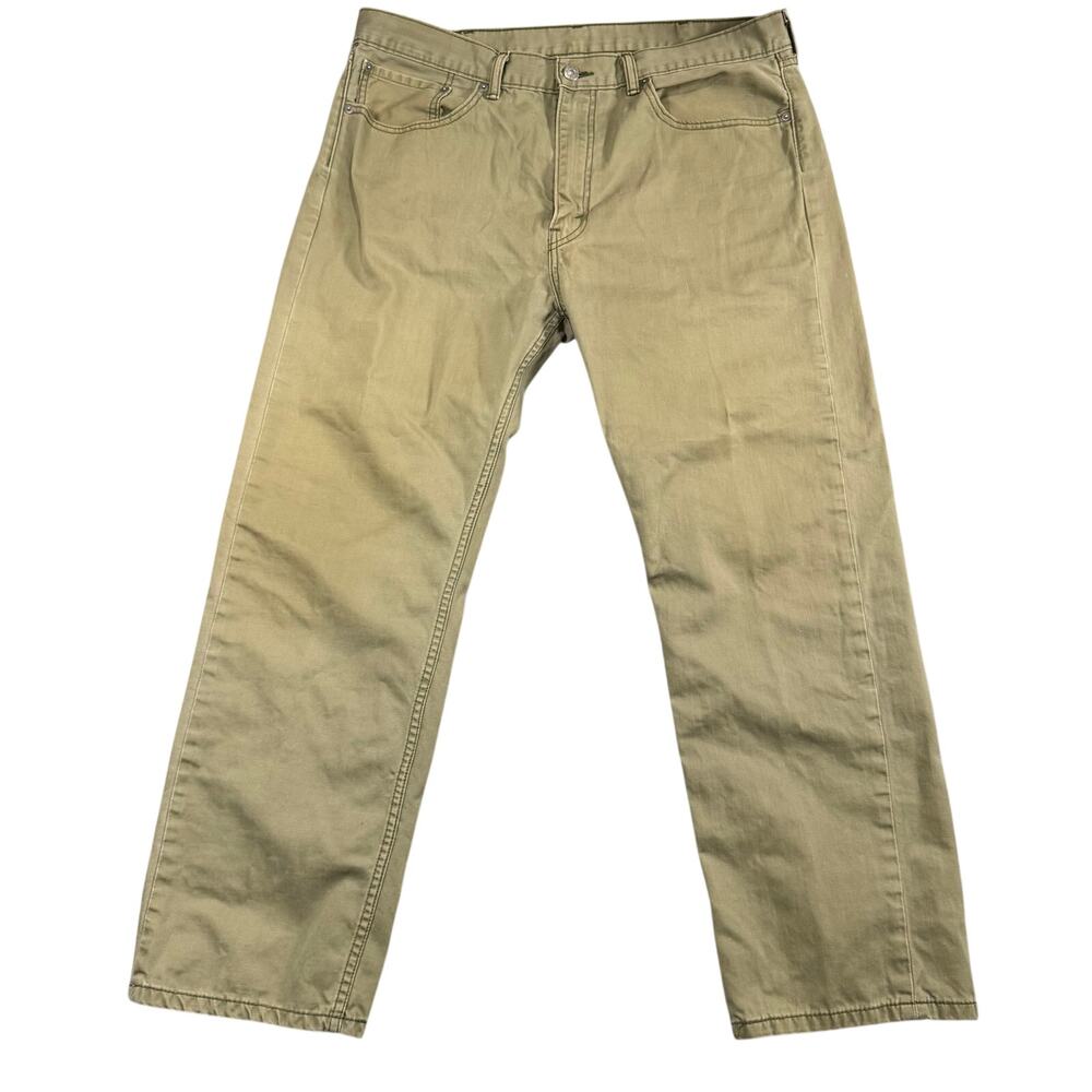 Vintage Levi's White Tab 505 Jeans Khaki Green Straight Leg Denim Pants  -38x30‎